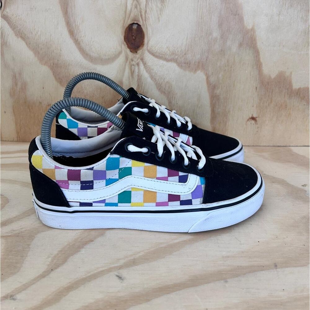 VANS - Old Skool Checkerboard Rainbow -Sneakers -Black/Multicolor -Women's - 6.5